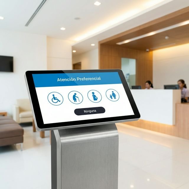 Pantalla de atención preferencial TuGo+ con opciones de prioridad